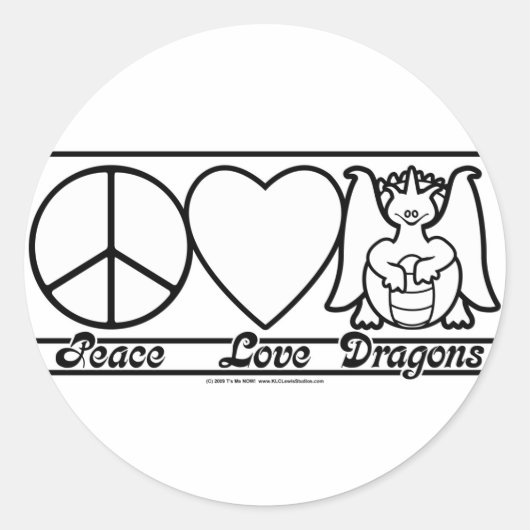 Vredesliefde en dragons ronde sticker (Voorkant)