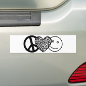 Vredesliefde en geluk boetseer bumpersticker (Op auto)