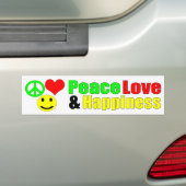 vredesliefde en geluk bumpersticker (Op auto)