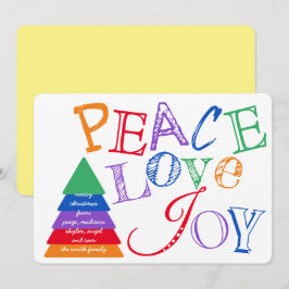 Vredesliefde en Joy Rainbow Colors Typografie Feestdagenkaart