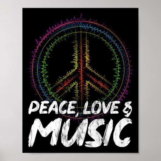 Vredesliefde en muziekvrede poster (Voorkant)