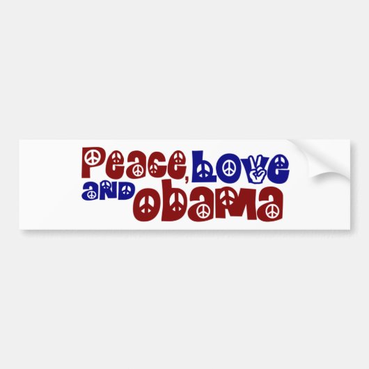 Vredesliefde en Obama Bumpersticker (Voorkant)