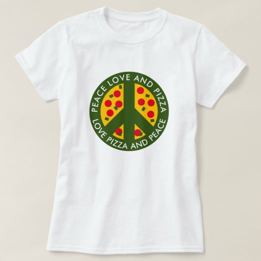 Vredesliefde en pizza grappig T-shirt voor pizza-m (Design voorkant)