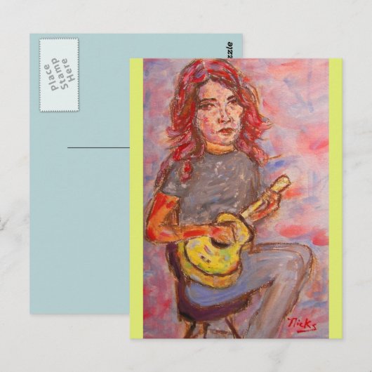 vredesliefde en ukulele briefkaart (Voorkant / Achterkant)