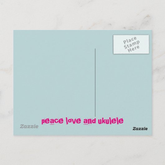 vredesliefde en ukulele briefkaart (Achterkant)