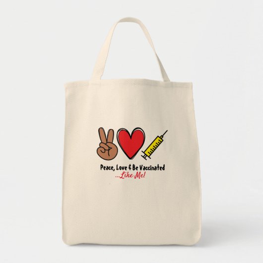 Vredesliefde en vaccinatie tote bag (Voorkant)