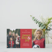Vredesliefde en vreugde - 2 foto's rood en groen feestdagenkaart (Staand voorkant)