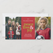 Vredesliefde en vreugde - 2 foto's rood en groen feestdagenkaart (Voorkant)