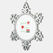 Vredesliefde Irak Vlag en hart Tin Sneeuwvlok Ornament (Rechts)