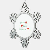 Vredesliefde Libanon Vlag en hart Tin Sneeuwvlok Ornament (Rechts)