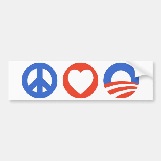 Vredesliefde Obama bumpersticker (Voorkant)