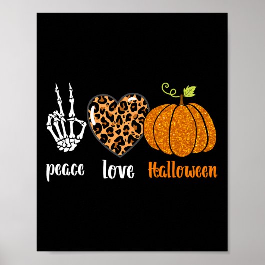 vredesliefde Skeleton herfst Pumpkin leopard Hallo Poster (Voorkant)