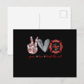Vredesliefde terug Rood| Funny Firefighter Lover G Feestdagenkaart (Voorkant / Achterkant)