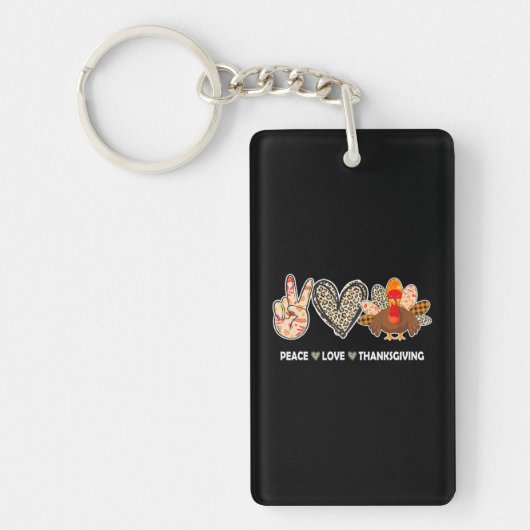 Vredesliefde Thanksgiving Gobble Turkije Sleutelhanger (Voorkant)