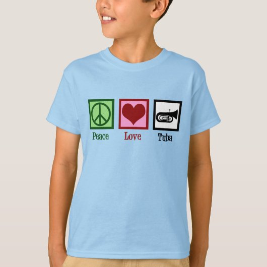Vredesliefde Tuba-Spelende Kinderen T-shirt (Voorkant)