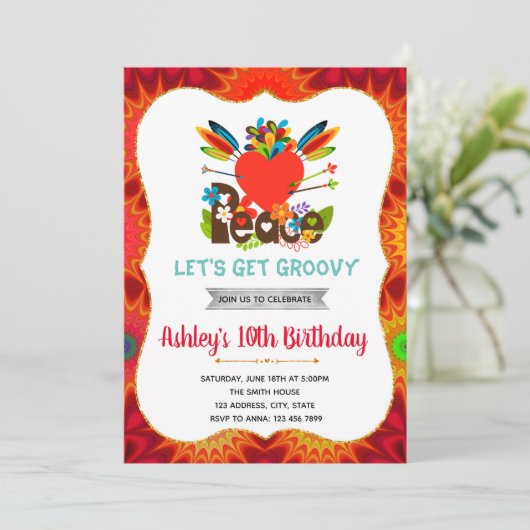 Vredesliefde valentijnsfeest Uitnodiging (Staand voorkant)