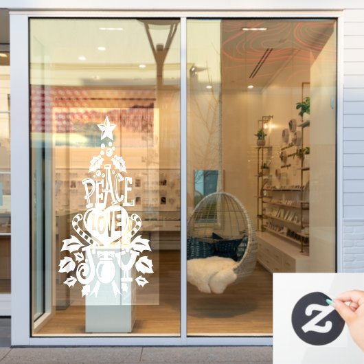 Vredesliefde voor kerstmis zegen wit raamsticker (Winkelraam)