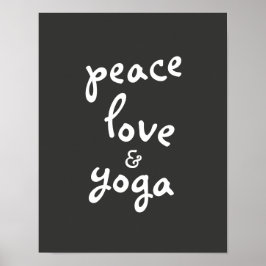 vredesliefde yoga typografie poster grijs en wit