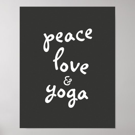 vredesliefde yoga typografie poster grijs en wit (Voorkant)