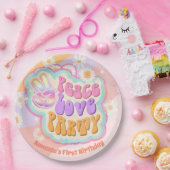 vredesliefdeparty klassieke ronde sticker papieren bordje (Feest)