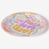 vredesliefdeparty klassieke ronde sticker papieren bordje (Gekanteld)