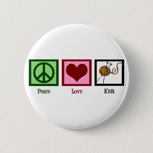 Vredesliefdes en -breien ronde button 5,7 cm (Voorkant)