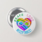 Vredesliefdesaanvaarding Neurodiversity Heart Butt Ronde Button 5,7 Cm (Voorkant /achterkant)