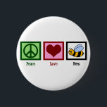 Vredesliefdesbijen Ronde Button 5,7 Cm<br><div class="desc">Cute bumbleebee design voor honingliefhebbers.</div>