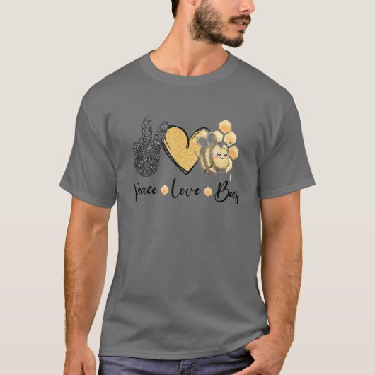 Vredesliefdesbijen T Handbordje Heart bijen L T-shirt (Voorkant)