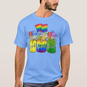 Vredesliefdesgelijkheid Regenboog Floral Lgbt Flag T-shirt