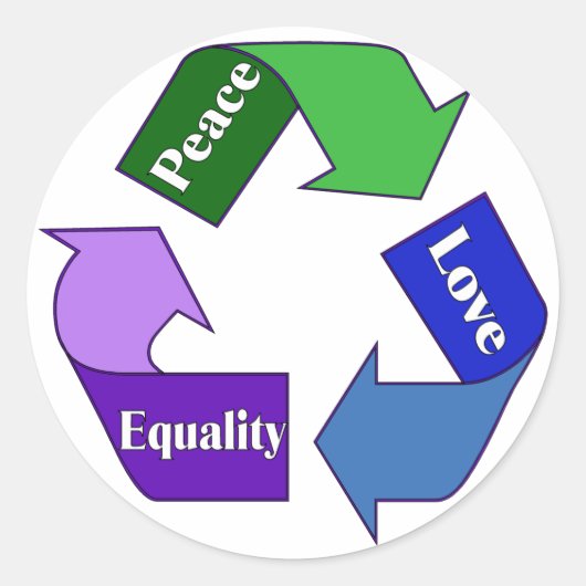 Vredesliefdesgelijkheid Ronde Sticker (Voorkant)
