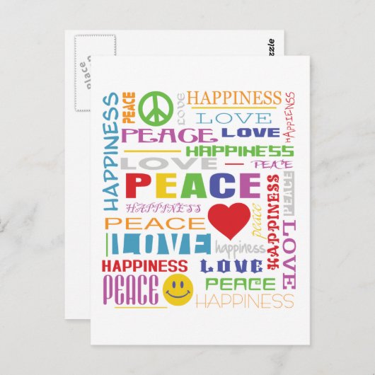 Vredesliefdesgeluk Briefkaart (Voorkant / Achterkant)