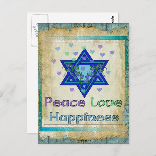 Vredesliefdesgeluk Briefkaart (Voorkant / Achterkant)