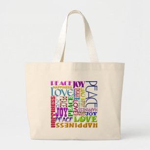 Vredesliefdesgeluk Grote Tote Bag