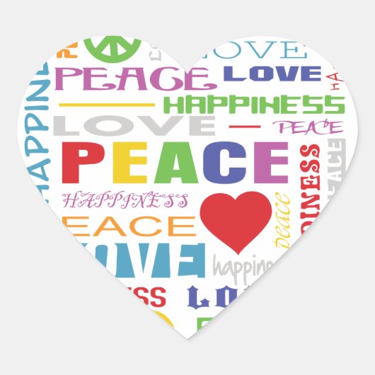 Vredesliefdesgeluk Hart Sticker (Voorkant)