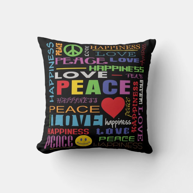 Vredesliefdesgeluk Kussen (Voorkant)