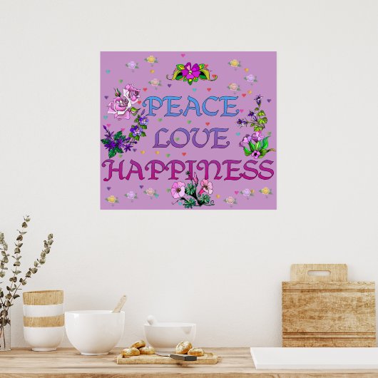 Vredesliefdesgeluk Poster (Keuken)