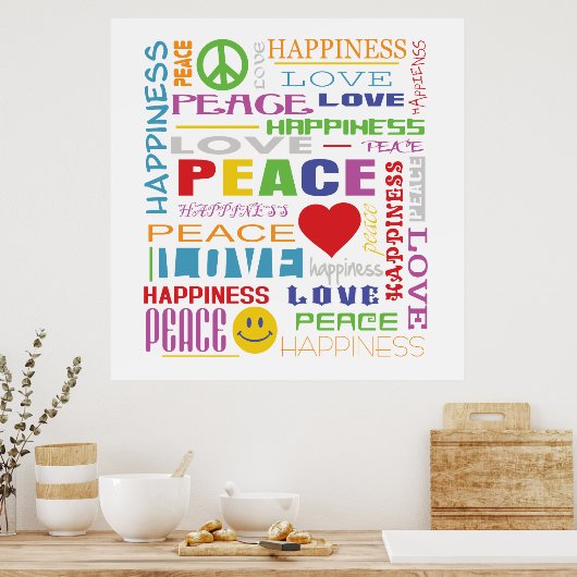 Vredesliefdesgeluk Poster (Keuken)