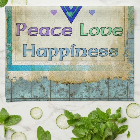 Vredesliefdesgeluk Theedoek (Gevouwen)