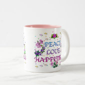Vredesliefdesgeluk Tweekleurige Koffiemok (Voorkant rechts)
