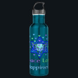 Vredesliefdesgeluk Waterfles<br><div class="desc">Kunst,  ster van David,  en de woorden "Vredesliefhebbendheid" zijn een mooie manier om Happy Hanukkah te zeggen.</div>
