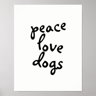 vredesliefdeshonden typografie poster zwart - wit