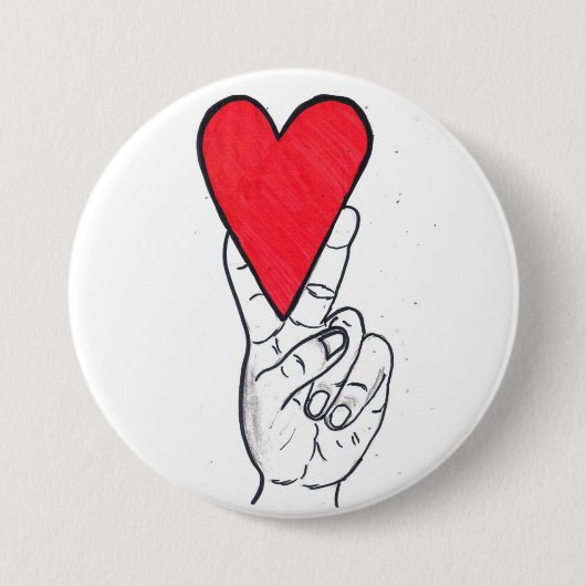 Vredesliefdesknop groot ronde button 7,6 cm (Voorkant)