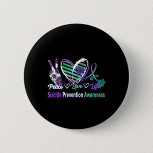 Vredesliefdesleven Zelfmoordbewustzijn Semi Colon Ronde Button 5,7 Cm