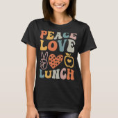 vredesliefdeslunch dame retro groovse lunchdame Ba T-shirt (Voorkant)