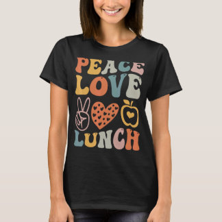 vredesliefdeslunch dame retro groovse lunchdame Ba T-shirt
