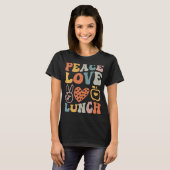 vredesliefdeslunch dame retro groovse lunchdame Ba T-shirt (Voorkant volledig)