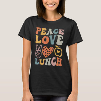 vredesliefdeslunch dame retro groovse lunchdame Ba T-shirt