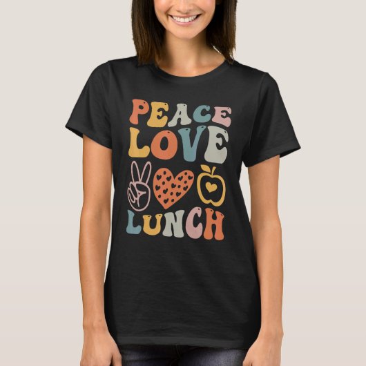 vredesliefdeslunch dame retro groovse lunchdame Ba T-shirt (Voorkant)