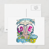 vredesliefdesmuziek retro hippie vectorkunst briefkaart (Voorkant / Achterkant)